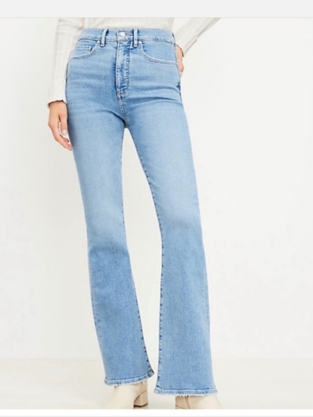 LOFT Women Light Blue High-Rise Slim Flare Jeans, Size 32/14